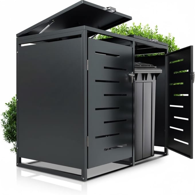 White-Label® Kliko Ombouw - Containerberging - Kast Dubbel - Zwart