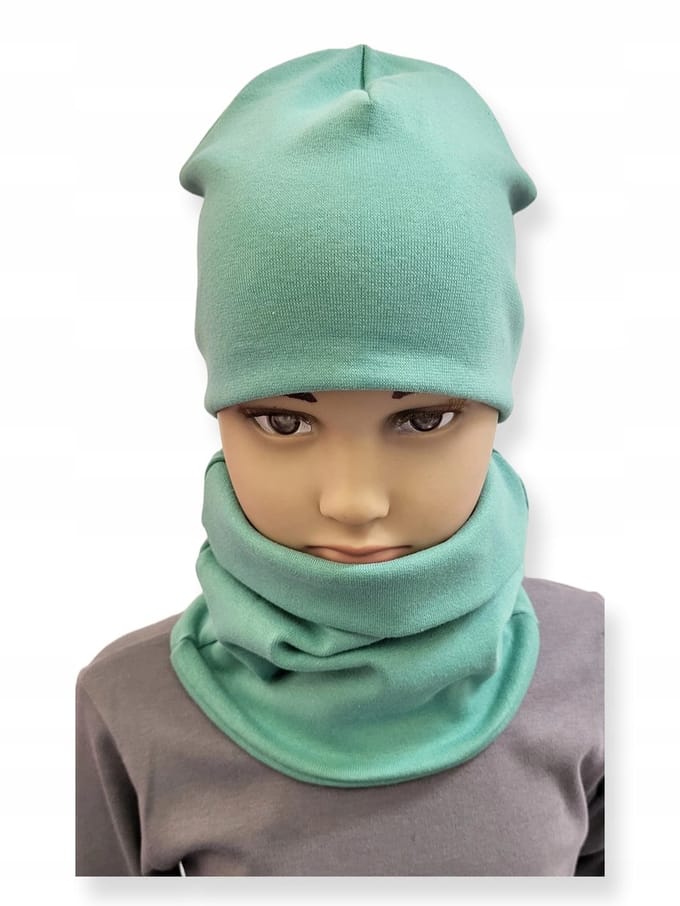 Dartomik Serie - Kinder Set Muts en Sjaal - Lichtgroen - Dubbele Laag - Oeko-Tex