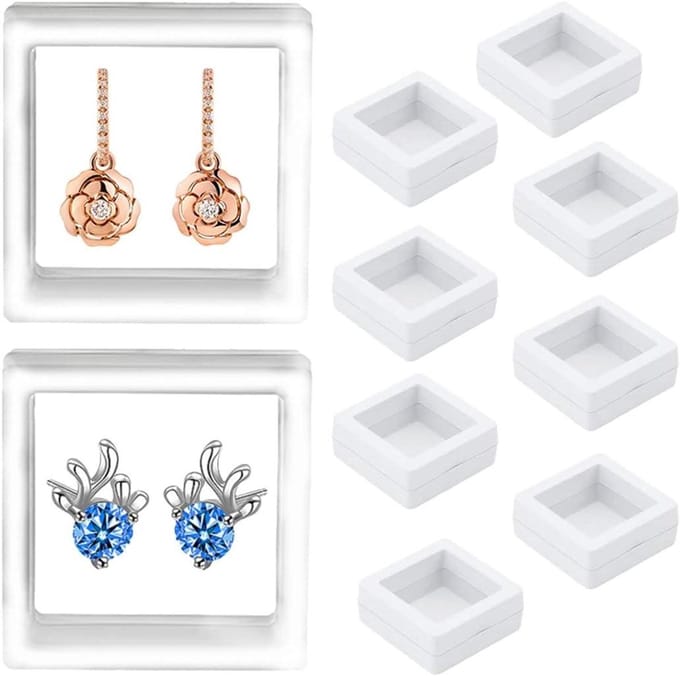 Drijvende Display Case - Sieraden Houder - Sieraden Opbergen - PE Film - 11x11x2 cm - Wit