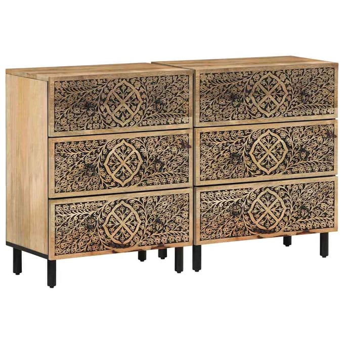 vidaXL - Bijzetkasten - 2 - st - 60x33x75 - cm - massief - mangohout
