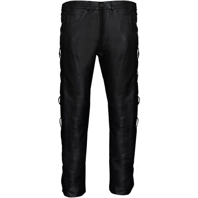 Heren geregen leren bikerjeans-Utah