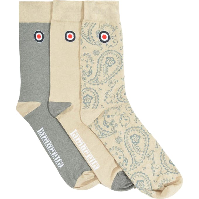 Lambretta Heren Paisley Sokken (Pak van 3) (Ijzer/steen)