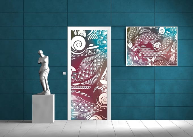 Deursticker Muursticker Modern | Blauw | 91x211cm