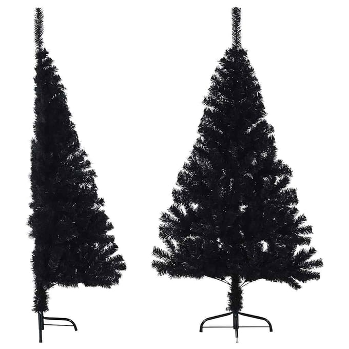 vidaXL Kunstkerstboom met standaard half 120 cm PVC zwart