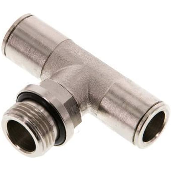 10mm x G3/8'' inline T-stuk Messing Insteekfitting Buitendraad Draaibaar NBR