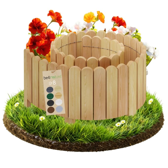 be4nature Flexibele Rolboarder hout 200 x 30 cm Lichtbruin Geïmpregneerde Borderrand tuin van dennenhout Tuinafscheiding Gazonafscheiding Borderrand