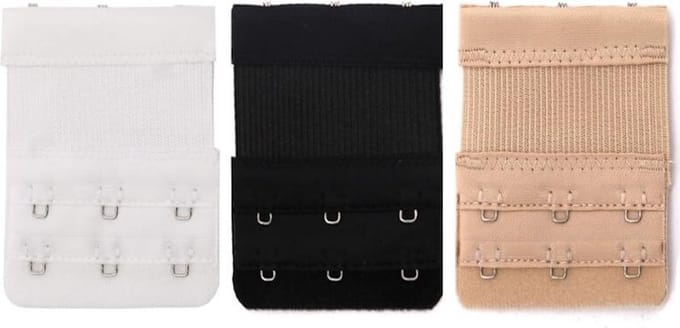 KELERINO. Bh Verlengstuk 3 Haaks Elastisch - 3Pack - Zwart, Wit en Beige