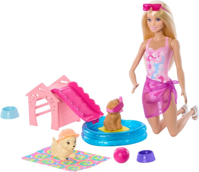 Barbie Puppy Pool Party met Aloha Blond Speelpoppen