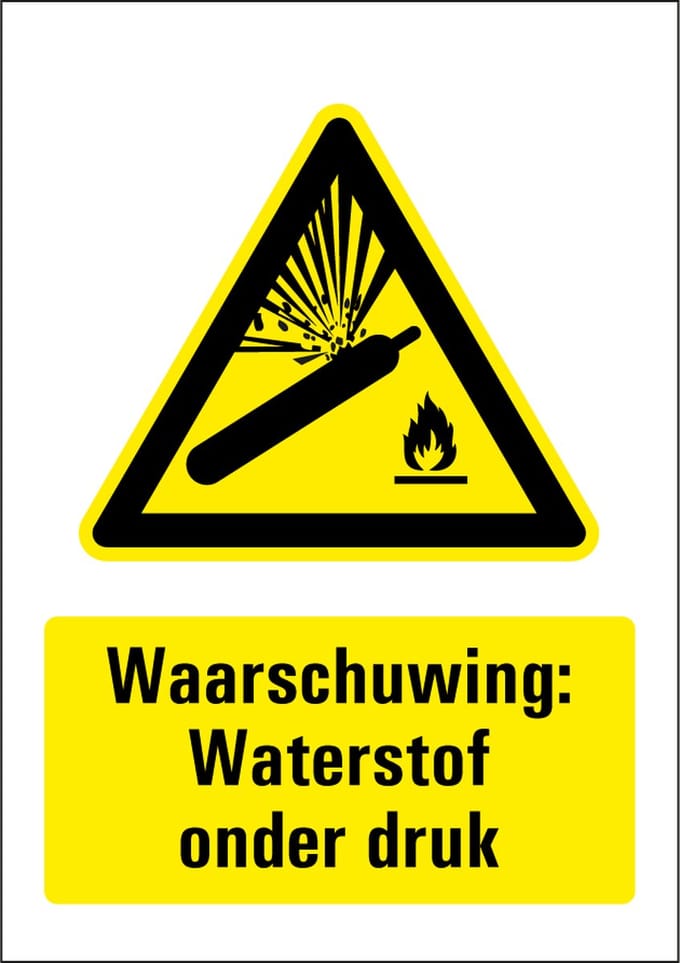 Waterstof onder druk sticker 210 x 297 mm