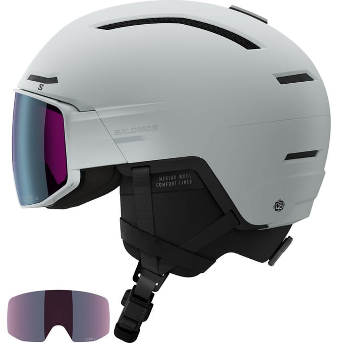 Salomon Driver Prime Sigma Plus, skihelm met vizier, lichtblauw