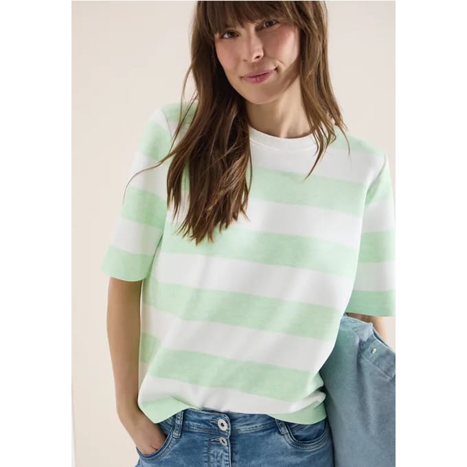 Sweater met korte mouwen en strepen