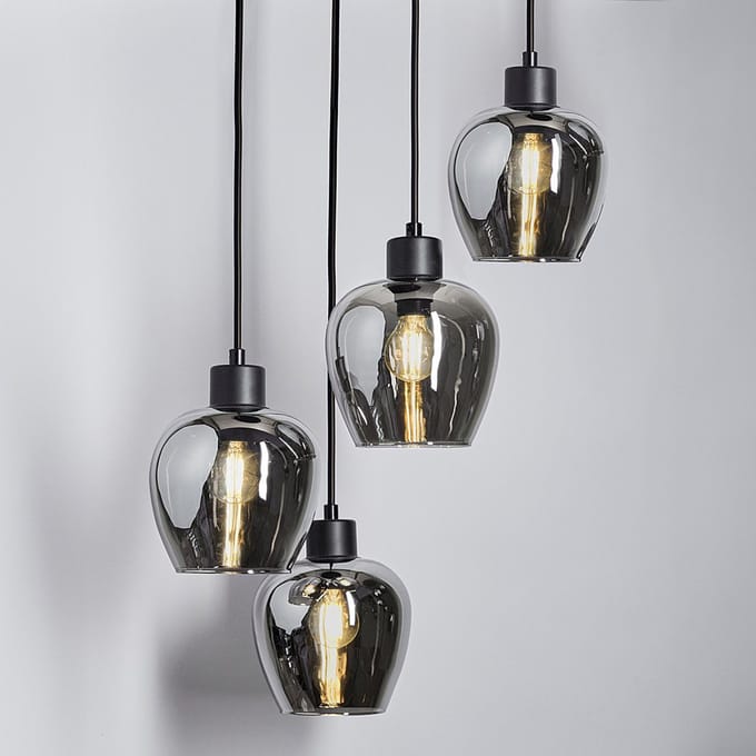 LumenXL - 4-lichts hanglamp - smoke glas - Raleigh