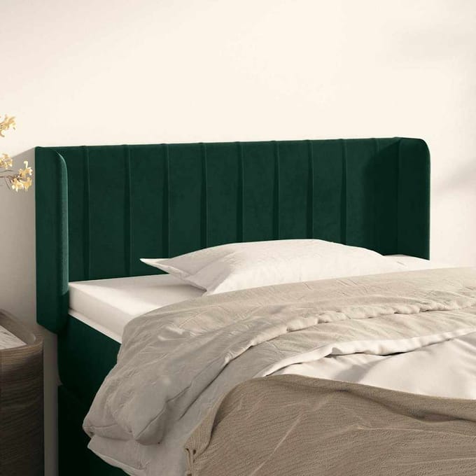 vidaXL - Hoofdbord - met - randen - 103x16x78/88 - cm - fluweel - donkergroen