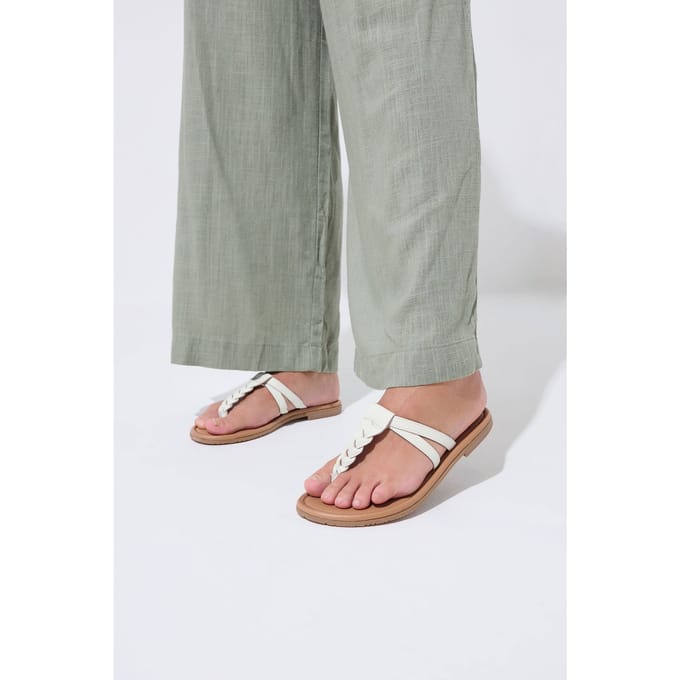 Yours Witte Imitatieleren Gevlochten Sandalen In Brede Epasvormsize 42E