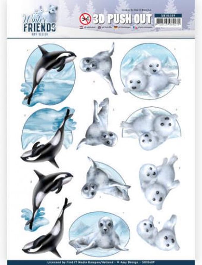 3D Pushout - Amy Design - Winter Friends - Sparkling Sealife
