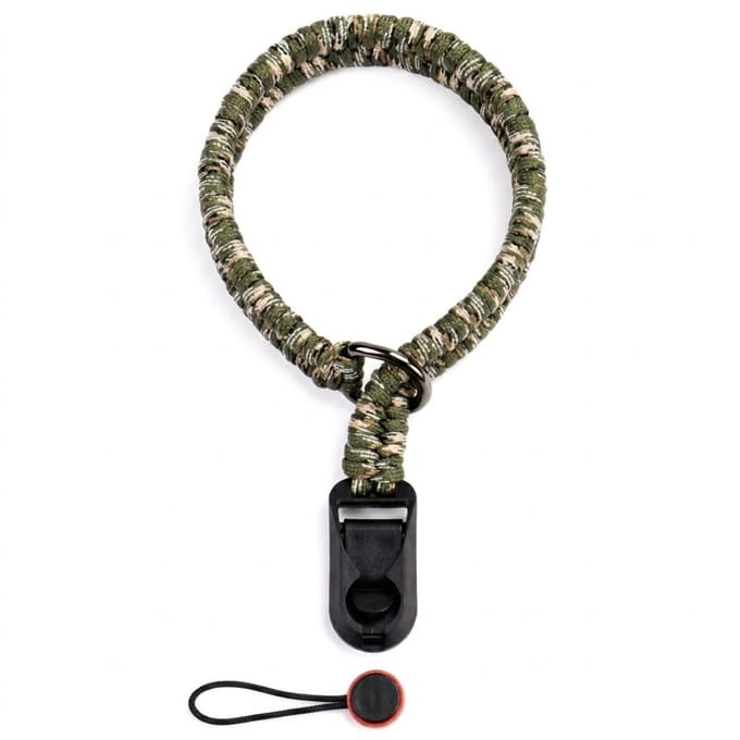 Camouflage groene verstelbare camera polsband met snelkoppeling – DSLR en spiegelloze camera hand strap met metalen ring