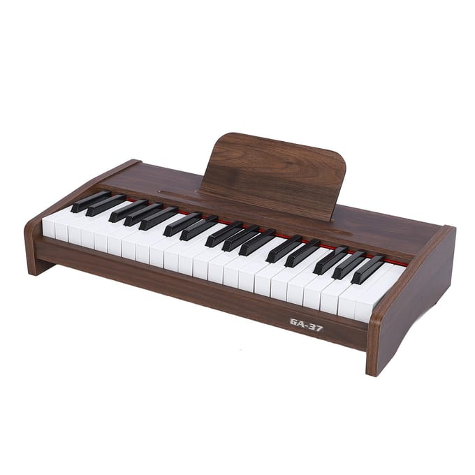 Piano Toetsenbord 37 2,2 cm Toets Walnoothoutpatroon Elektrisch Toetsenbord voor Beginners en Ervaren black