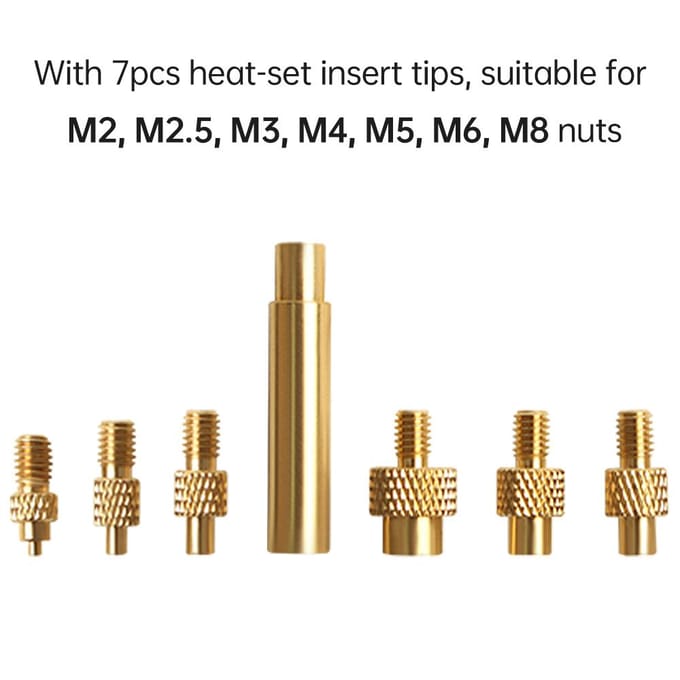3D-printen Hot Melt Heat Knurled Embed Injection Koperen Inzetmoer 345 stuks met 7 stuks HeatSet veelkleurig