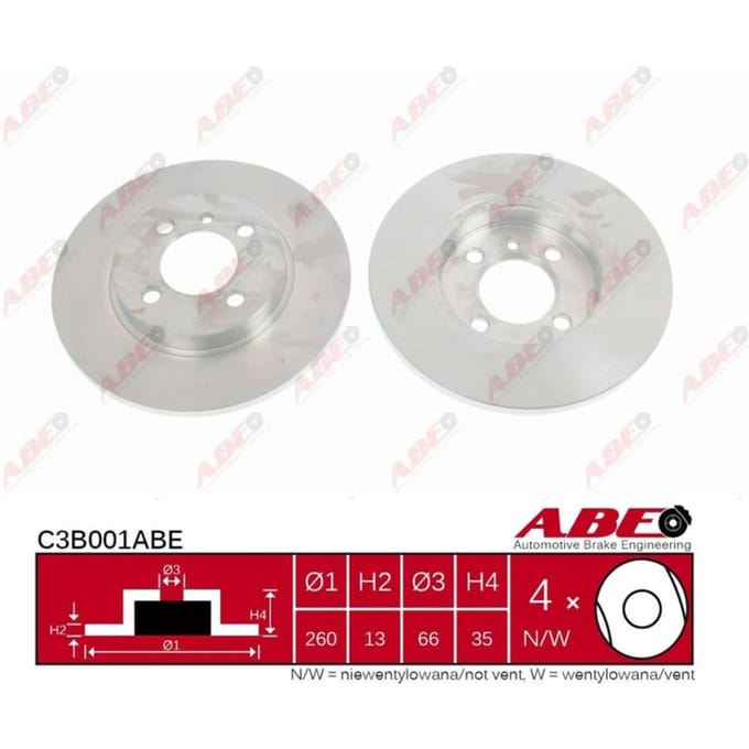 Remschijf ABE C3B001 voorkant, compleet, 1 Stuk