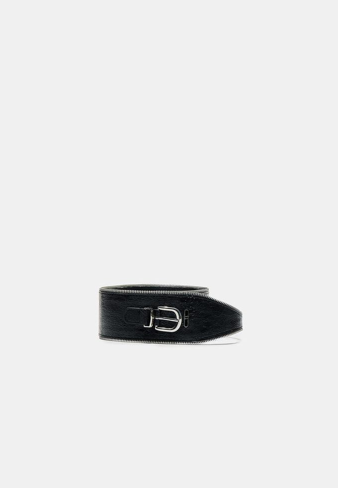 Stradivarius Brede riem met ritsdetail  Zwart S