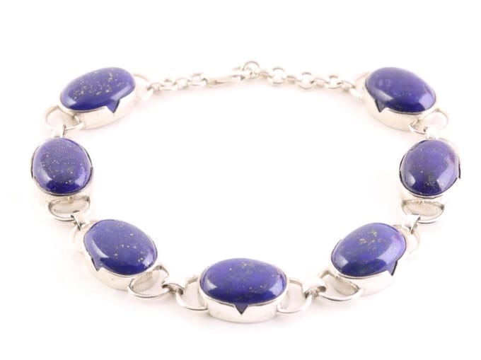 Zilveren armband met grote lapis lazuli stenen