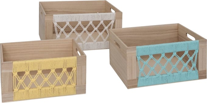Atmosphera Kids Australië Macramé Kratten - Set van 3 - L28/32/36cm - Multi