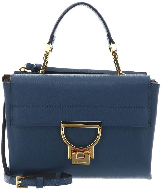 COCCINELLE Leren schoudertas avondtas Arlettis Handbag Grainy Leather Deep Blue blauw