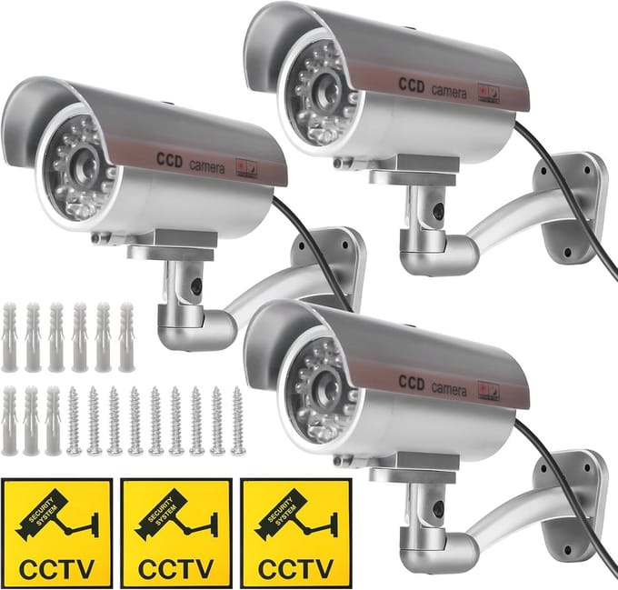 Dummy Bewakingscamera Set van 3 Stuks met Knipperend LED-Licht voor Binnen en Buiten