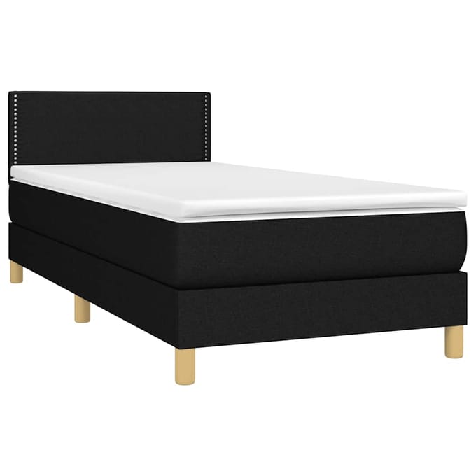 vidaXL - Boxspring - met - matras - en - LED - stof - zwart - 100x200 - cm