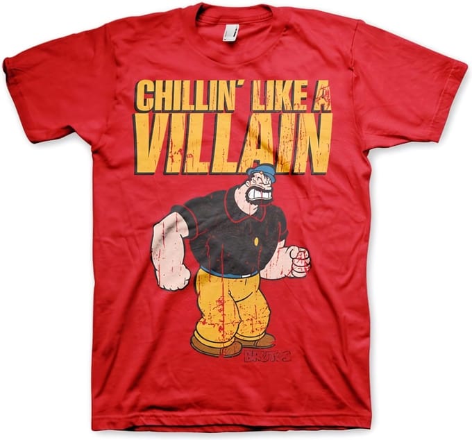 Popeye Heren Tshirt -S- Chillin' Like A Villain Rood
