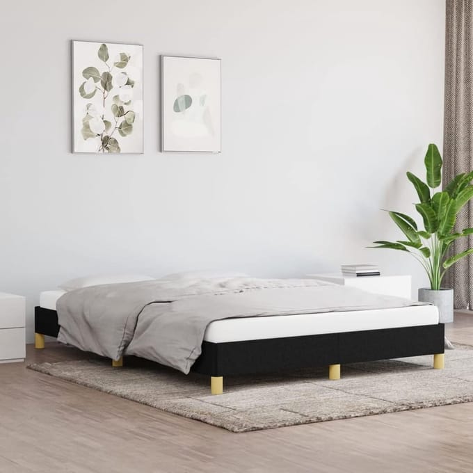 Stoffen Bedframe - Moderne Basis - Slaapkamer Inrichting - Stijlvol Design - 160x200 cm - Zwart