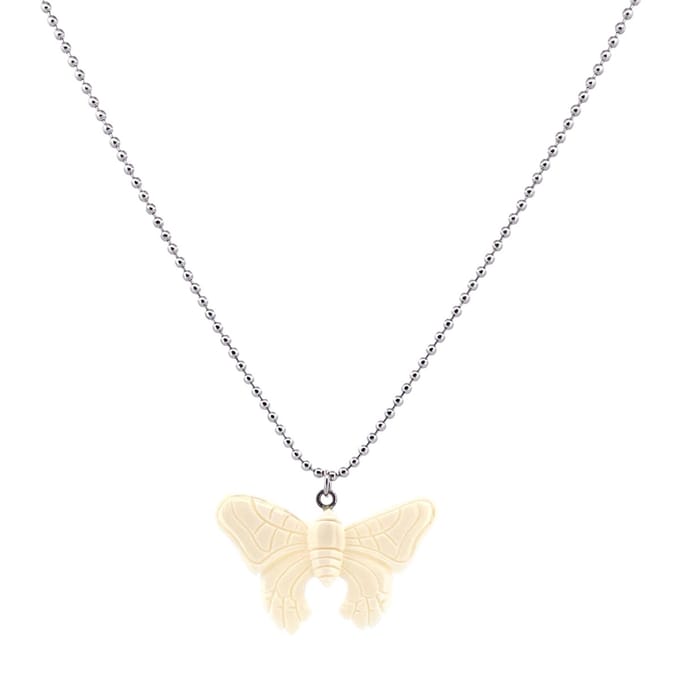 Heaven Eleven - dames ketting - ballchain RVS - hertegewei vlinder - 74cm