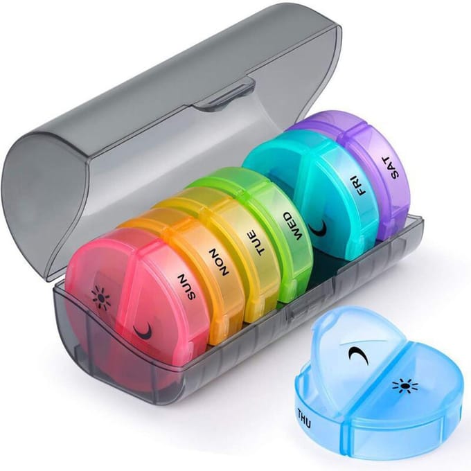 14 Vakken Wekelijkse Pillenorganizer 7 Dagen Pillendoos Kleur Reizen Tabletdoos blue