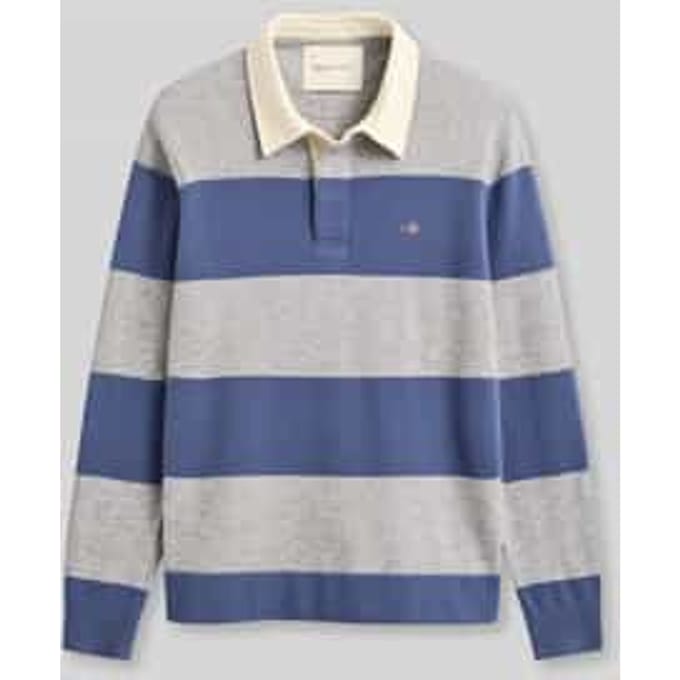 Gant Trui Barstriped Lambswool Rugger Grijs Melange / male
