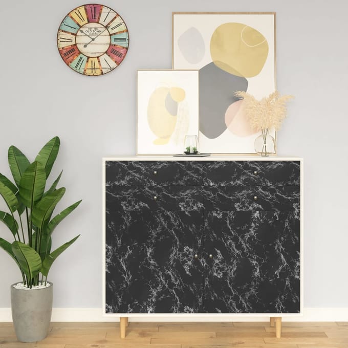 vidaXL - Meubelfolie - zelfklevend - 500x90 - cm - PVC - steenzwart