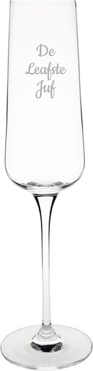 Gegraveerde Champagneglas 27cl De Leafste Juf