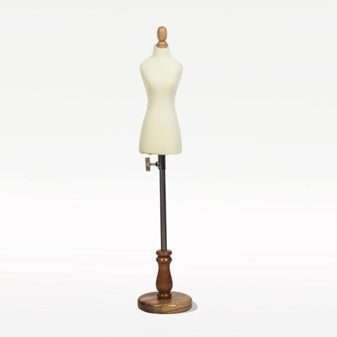 Mini Paspop - Kleding Dummy - Mode Ontwerp - Linnen Bekleding - 25cm Hoog - Wit