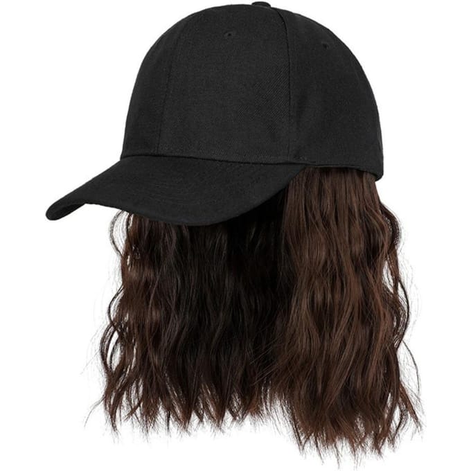 Mode Geïntegreerde Pruik Pet met Klep Golvend Krullend Bobo Pet Baseballpet Snapback Hoed Cadeau black