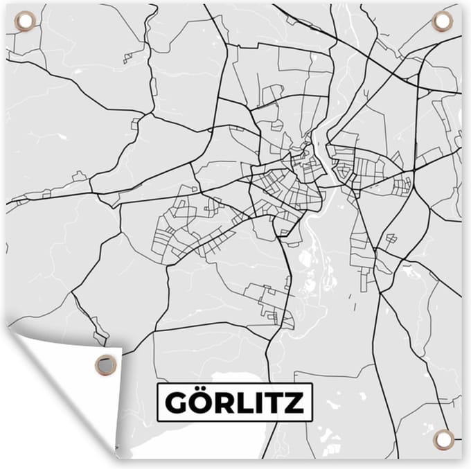 Tuindoek Stadskaart - Plattegrond - Görlitz - Duitsland - Kaart - 100x100 cm
