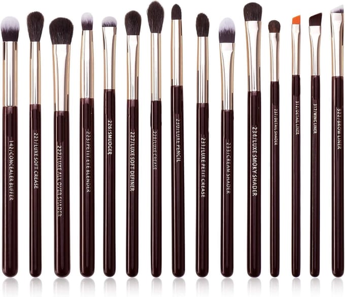 Famanu – Oogmake-up kwastenset, 15 stuks, voor oogschaduw, eyeliner en blending