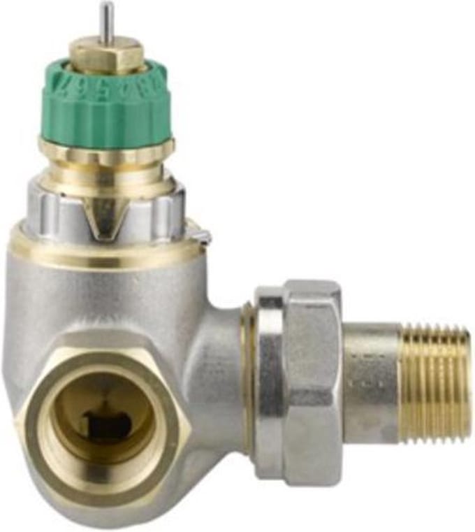 Danfoss Dynamic Valve thermostatische radiatorafsluiter dubbel haaks rechts 3/8 instelbaar debiet van 25 135 l/h RA DV