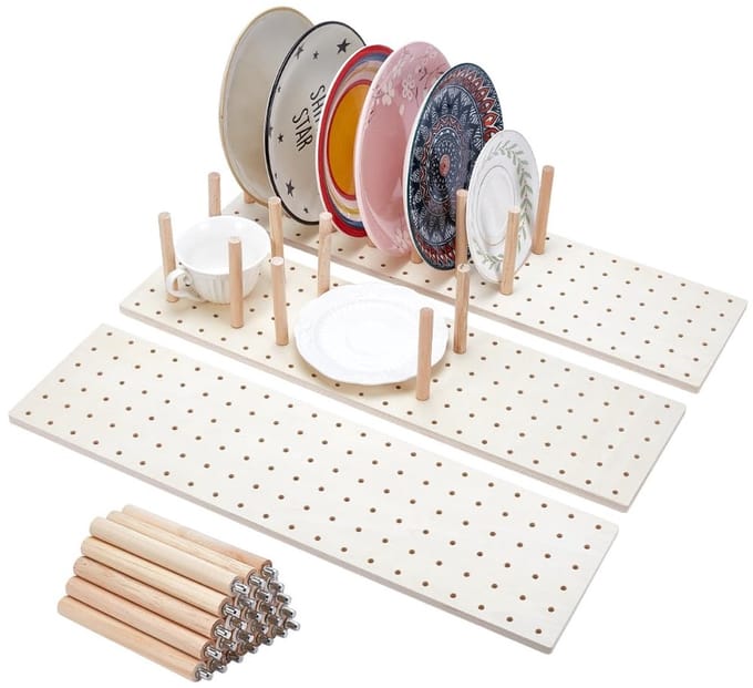 Dailygoods - 3Set Houten Pegboard Lade Organizer - Verstelbare Tafelgerei Organizer