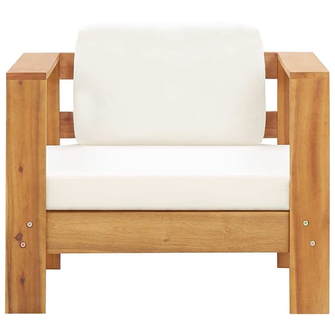 vidaXL - Tuinstoel - met - kussen - massief - acaciahout - crème