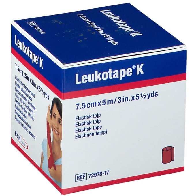 Leukotape K Kleefwindel Elast Rood 7,5cmx5m 1