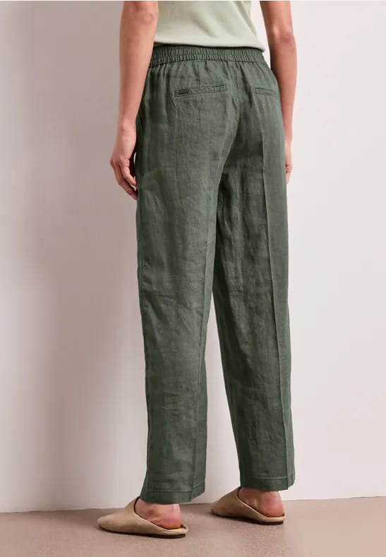 High Waist linnen broek met Wide Legs