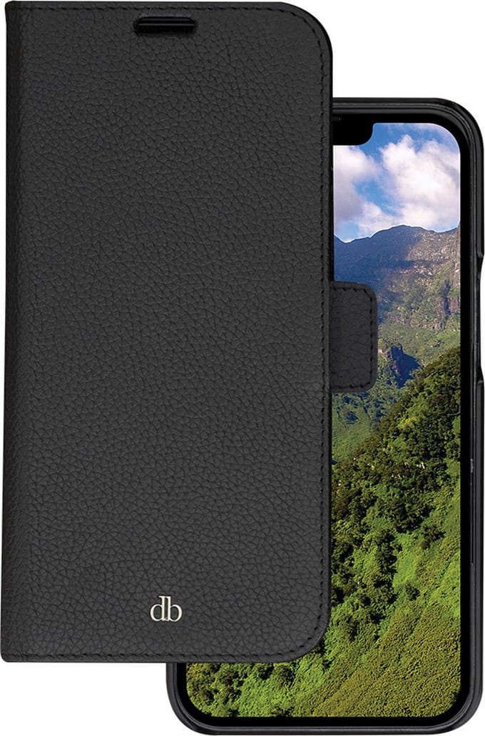 iPhone 14 Pro Max Bookcase hoesje - dbramante1928 - Effen Zwart - Leer