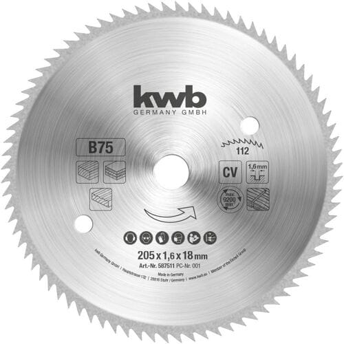kwb 587511 Cirkelzaagblad 205 x 18 x 2.4 mm 1 stuk(s)
