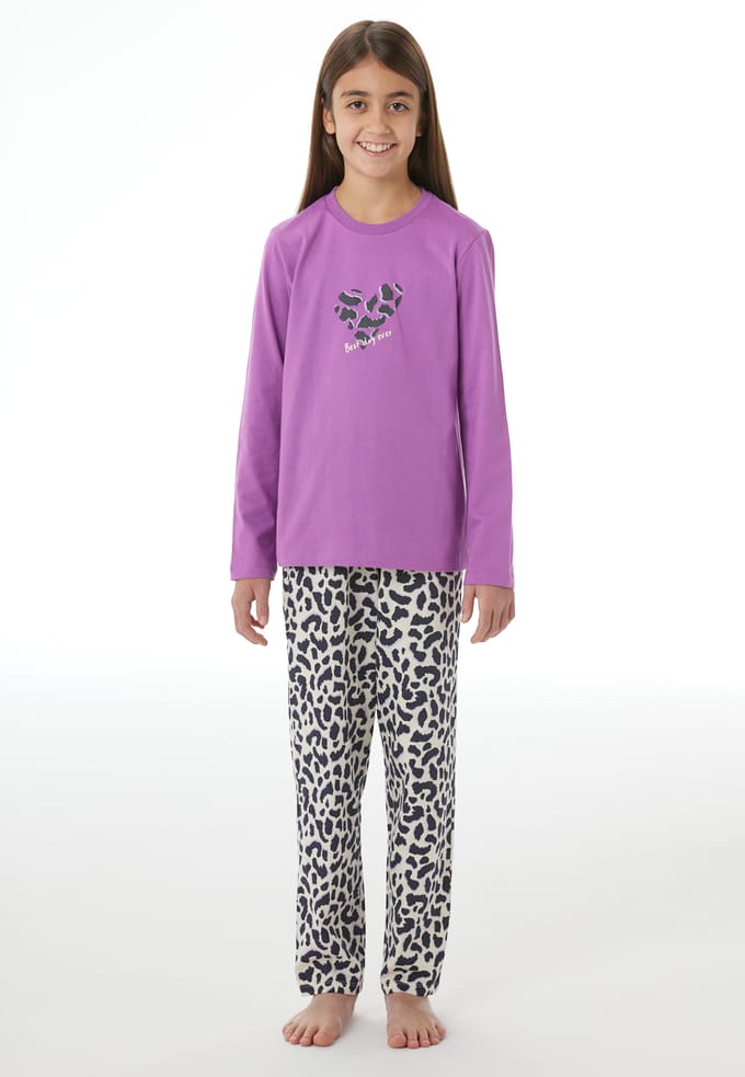 Lange pyjama met dierenprint in bessenrood - Nightwear 152