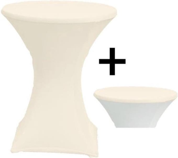Cover Up Statafelrok Stretch - Ø80-85cm - Incl. Topcover - Ecru