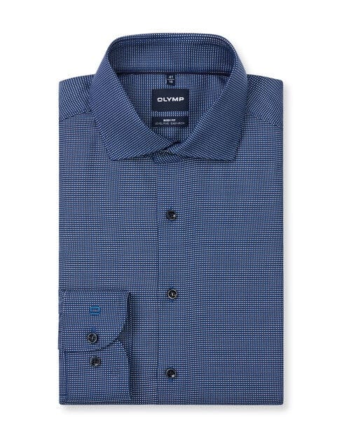 OLYMP Level Five Overhemd, Body Fit, Royal Kent, Marineblauw